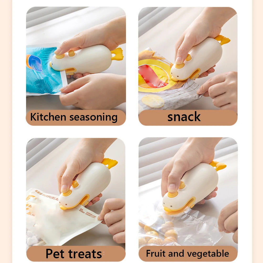 2pcs Mini Sealing Machine USB Rechargeable Heat Sealer Plastic Bag Heat Sealer for Home Travel 2 In 1Multi-function Kitchen Tool
