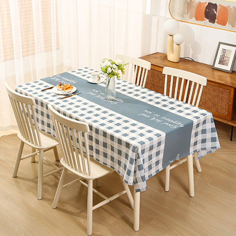 Nordic Style Warm High Temperature Resistant Tablecloth Ins Tablecloth Waterproof Oil-Proof Disposable High-Grade PVC Plaid Dining Table Cloth Liner