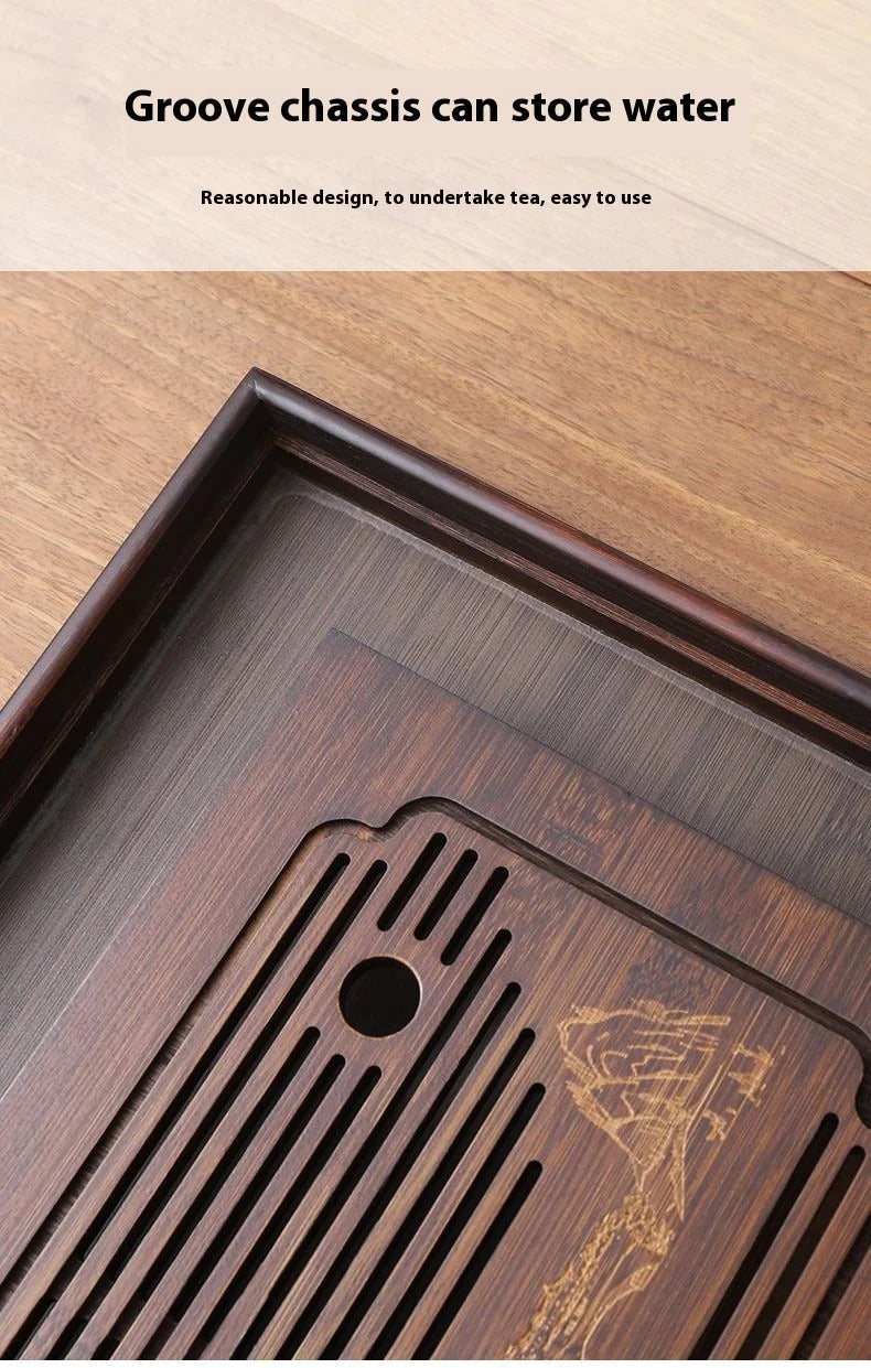 GIANXI Jiangshan Tea Tray Household Small Drain Tea Table Bamboo Tea Tray Kung Fu Tea Set Accessories Tea Sea Dry Brewing Table