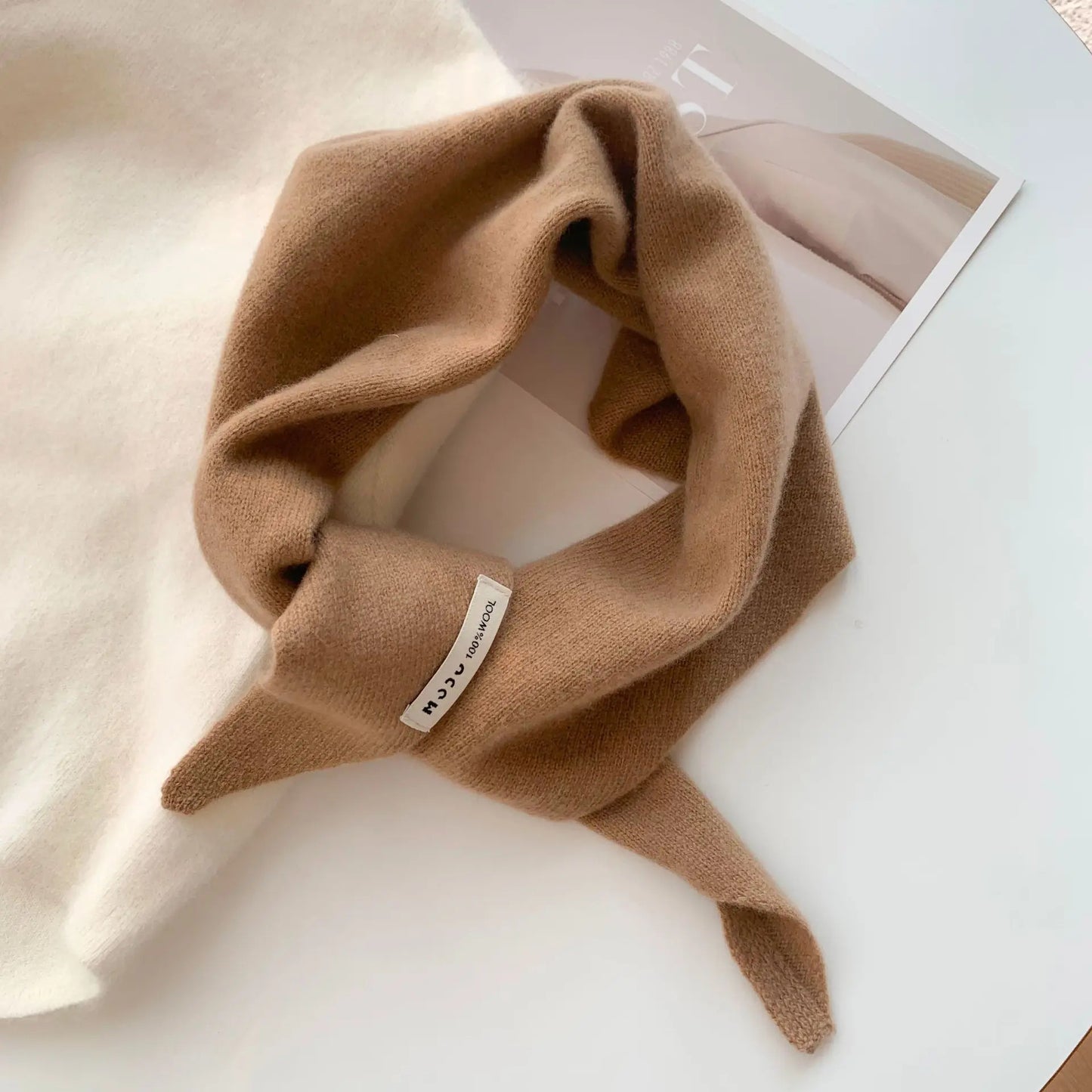 British Korean Triangle Scarf  Niche Wool  Triangular Scarf Women Headscarf Knitted Scarf Multi-functional Warm Knitted Scarf