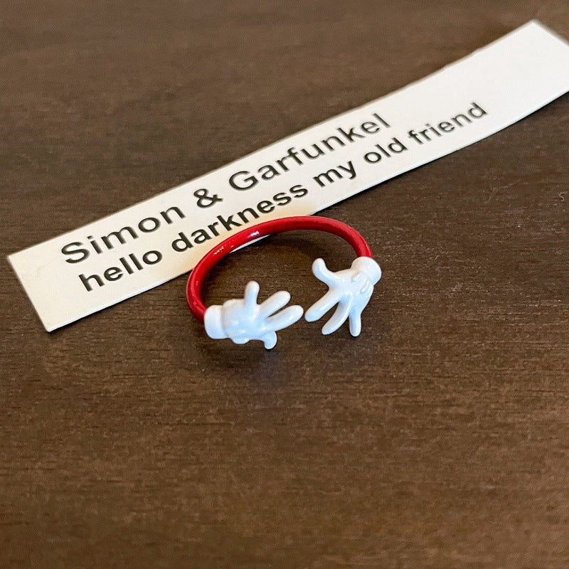 Cute Cartoon Funny Mickey Ring for Girls Fashionable Unique Niche Index Finger Ring Minimalist Style Simple Open Ring