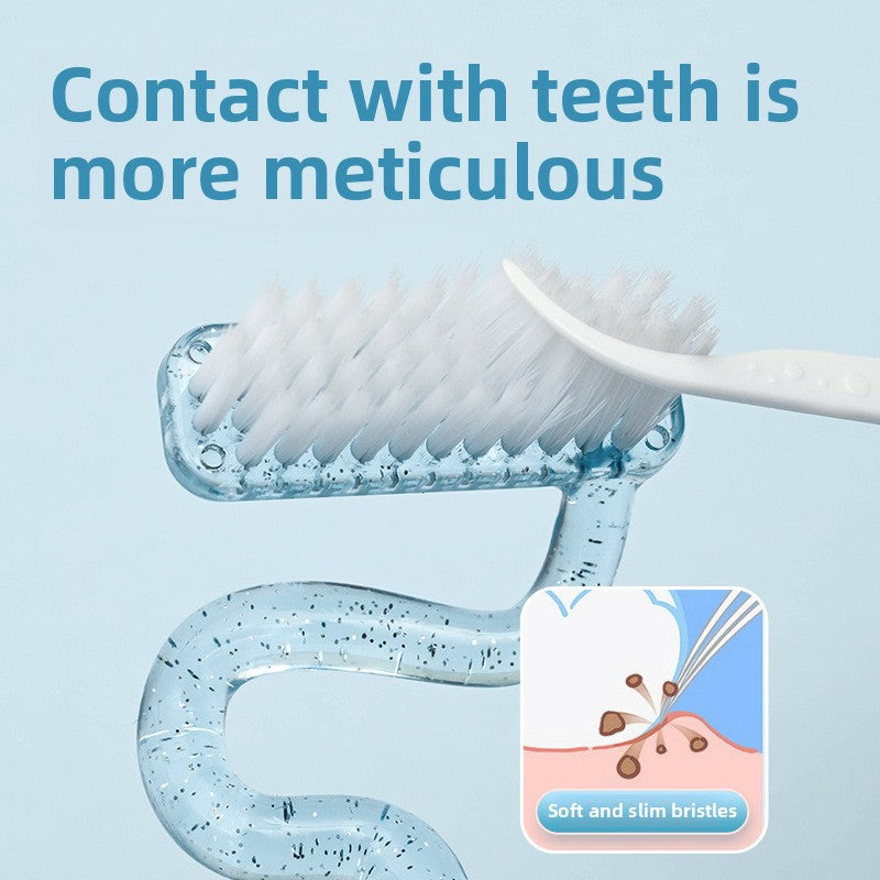 S-type vertical brush toothbrush adult male and female shaped soft fur tongue moss cleaning gums