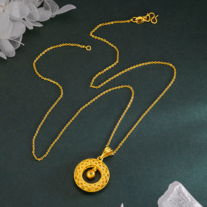 Vietnam Sand Gold Dream Catcher Filigree Peace Buckle Necklace Pendant Fortune Bead Necklace Light Luxury Niche Jewelry