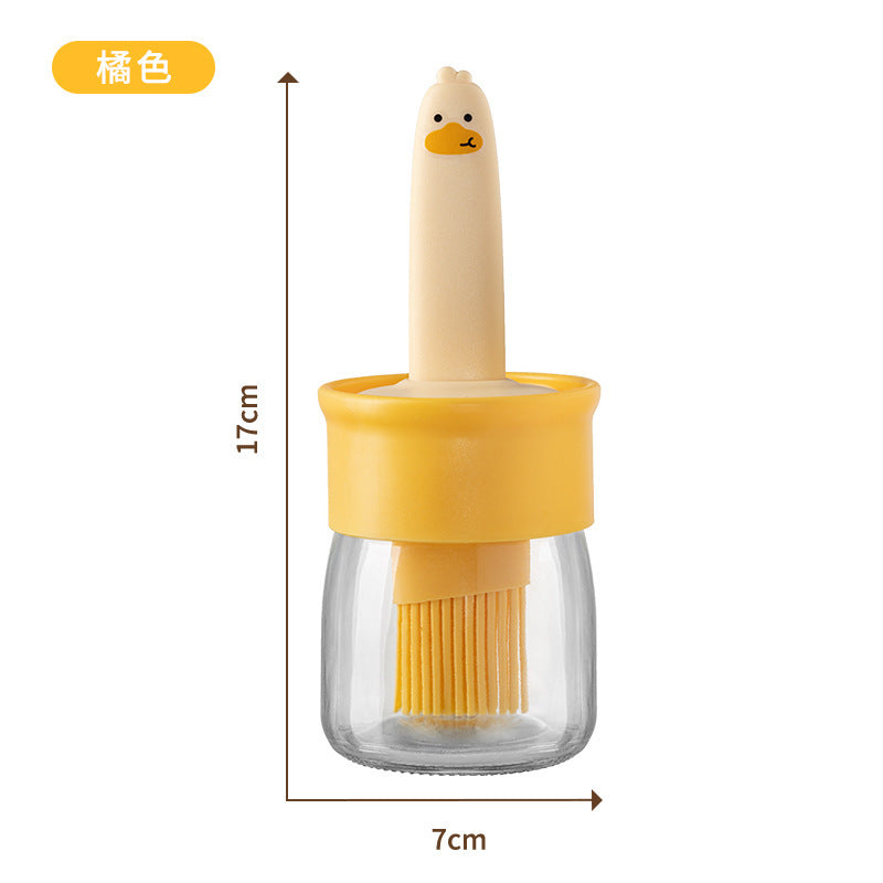 Silicone Oil Brush Household High Temperature Resistant Oil Brush with Bottle Dispensing Oil Pot Outdoor BBQ Oil Brush Integrated Oil Brush Bottle