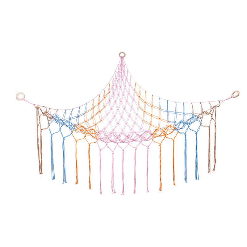 Handwoven Children's Room Corner Toy Storage Hammock Bedroom Decoration Triangle Plush Toy Storage Net