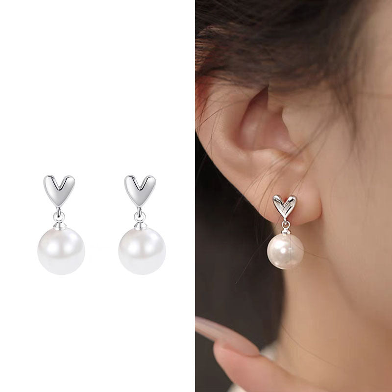 925 Silver Needle Love Butterfly Gravel Fashionable and Versatile Earrings Niche Unique Design Pearl Flower Earrings Earrings