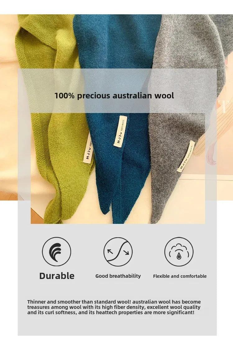 British Korean Triangle Scarf  Niche Wool  Triangular Scarf Women Headscarf Knitted Scarf Multi-functional Warm Knitted Scarf