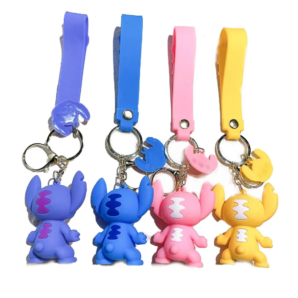 Hot Lilo & Stitch Toys Keychian Anime Stitch Pendant Keychain Sweet Pink Angel Keychians Women Car Keyring Girl Birthday Gift