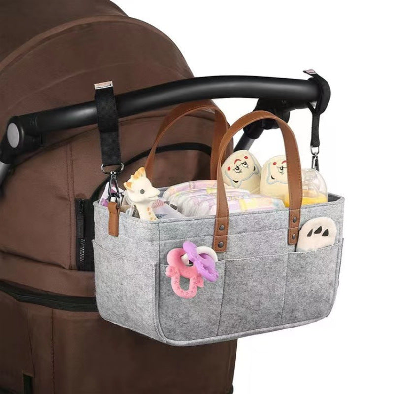 Felt Bag Cross-Border Large Capacity Maternal and Child Supplies Storage Bag Foldable Handbag for Going out Felt Baby Diapers Bag