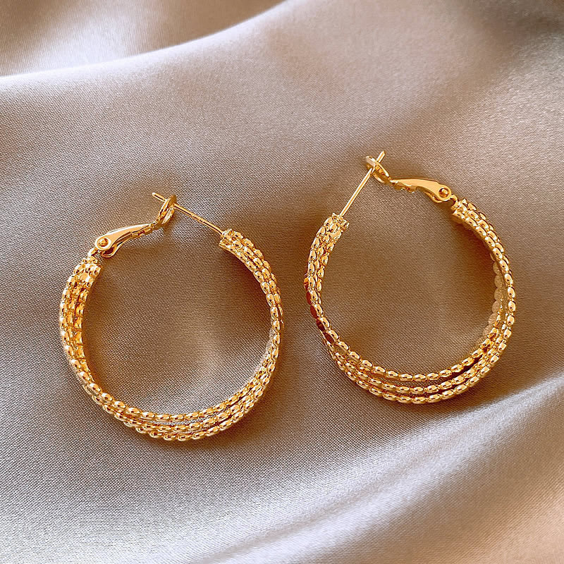 Simple Heart Circle Earrings Fashion Versatile Geometric Ear Clips Ear Studs Light Luxury High-end Feel Earrings for Women