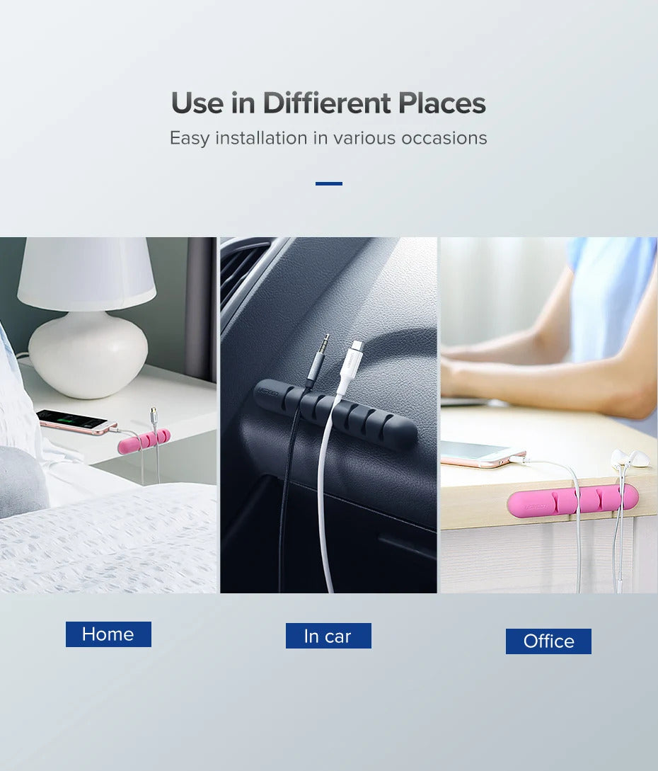 Ugreen Cable Organizer Silicone USB Cable Winder Flexible Cable Management Clips For Mouse Headphone Earphone Cable Holder