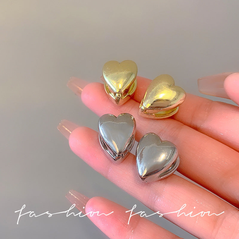 925 Silver Needle Hong Kong Style Retro Metal Earrings Women's High-Grade Geometric Simple Bracelet Ear Clip All-Match Exaggerated Commuter Earrings