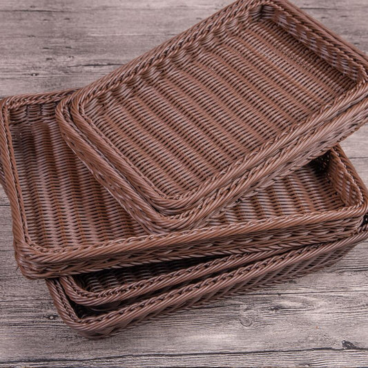 ✅Fruit Basket Bread Basket Supermarket Hotel Display Basket Display Basket Handmade Storage Basket Rattan Woven Basket Imitation Rattan Weaving