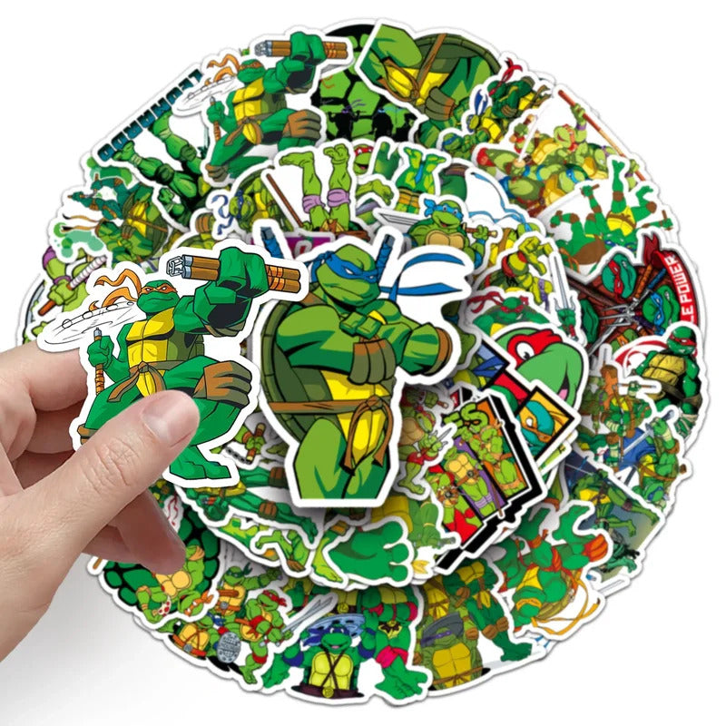 52Pcs/set Ninja Turtles TMNT Anime Stickers Kawaii Cartoon Cute Aesthetic Decal Decoration Laptop Motorcycle Luggage Car Sticker