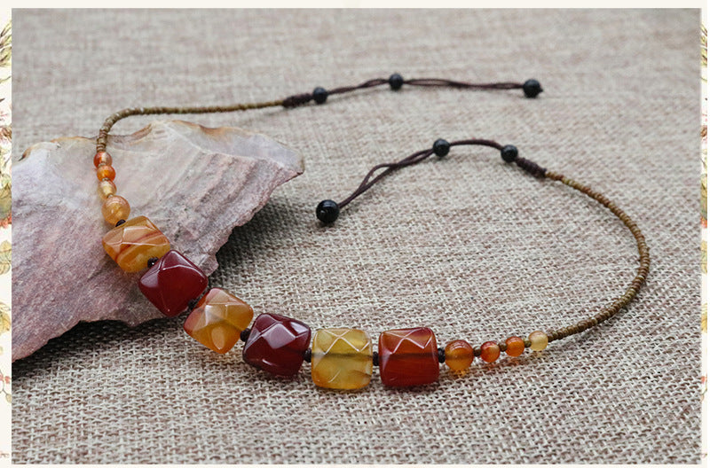 Natural Agate Clavicle Chain Neck Necklace Women's Neck Pattern Neck Chain