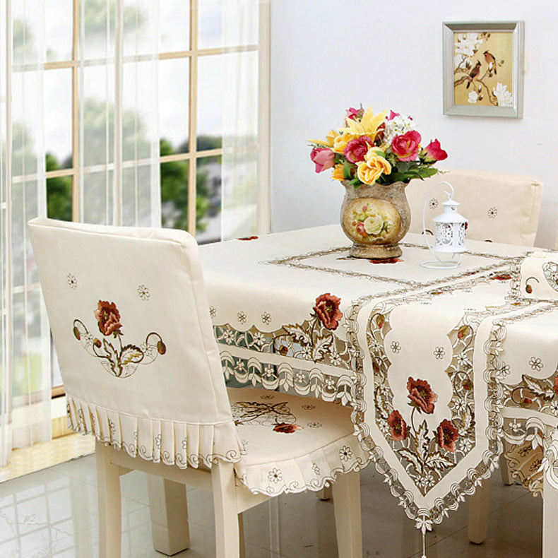 New Tablecloth Pastoral Style Polyester Household Dining Table Cloth Tablecloth Sets Multi-Purpose Cover Towel Home Fabric Wholesale
