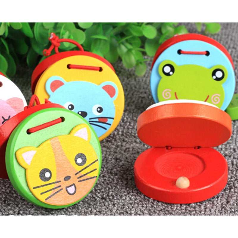 Cute Castanets Musical Instrument Toys Kids Wooden Toys Clapper Handle Baby Development Music Educational Toys For Children Gift