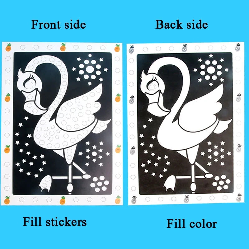 10 Sheets/Lot Funny Puzzle Dot Stickers For Kids Cute Cartoon Animal Drawing Mosaic Sticker Children Early Educational Patience