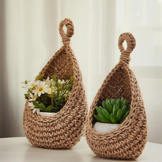 Wall-Mounted Vegetable Storage Fruit Basket Bird's Nest Wall Hanging Water Drop Net Bag Handmade Woven Cotton Rope Wall Hanging Bag for Home Use