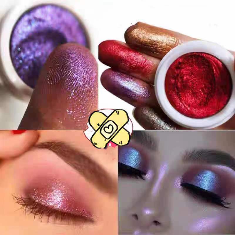 Manufacturer OEM Chameleon Eyeshadow Stickers Non-Flying Powder LOGO Cross-Border Trade Pearlescent Glitter Nine-Color Eyeshadow Customization