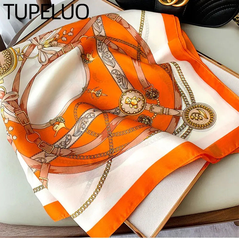 70cm imitation Silk Square Scarf Women Satin Bandana Print Head Band Fashion Lady Hair Shawl Wrap Female Neckerchief Hijab