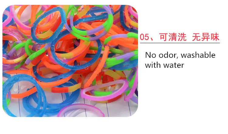 600pcs Rubber Bands Creative Colorful Loom Band Set Rainbow Bracelet Making Kit DIY Woven Bracelets Craft Toys For Girls Gifts