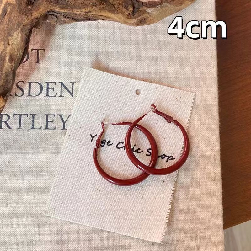 Vintage Ankora wine red Earrings Elegant High-end Atmospheric Earrings Women's S925 Silver Pin All-match Earrings