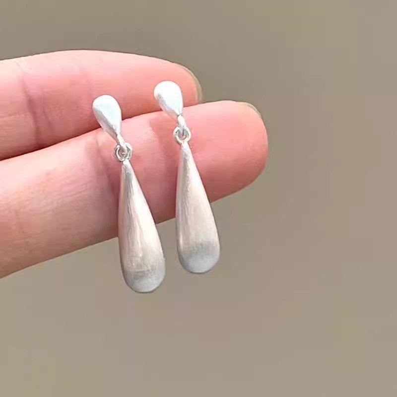 925 Silver Needle Hong Kong Style Retro Metal Earrings Women's High-Grade Geometric Simple Bracelet Ear Clip All-Match Exaggerated Commuter Earrings