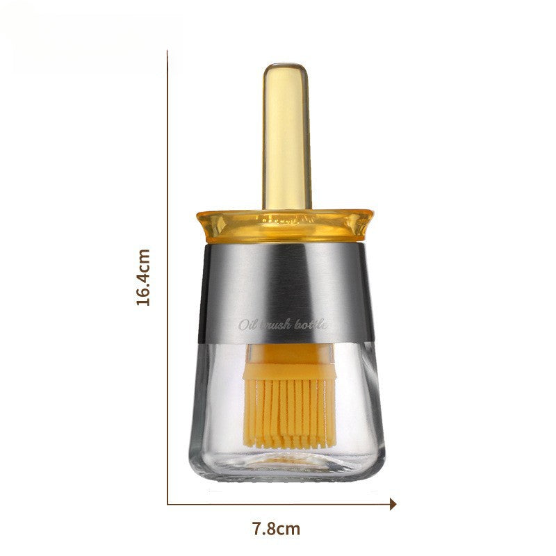Silicone Oil Brush Household High Temperature Resistant Oil Brush with Bottle Dispensing Oil Pot Outdoor BBQ Oil Brush Integrated Oil Brush Bottle