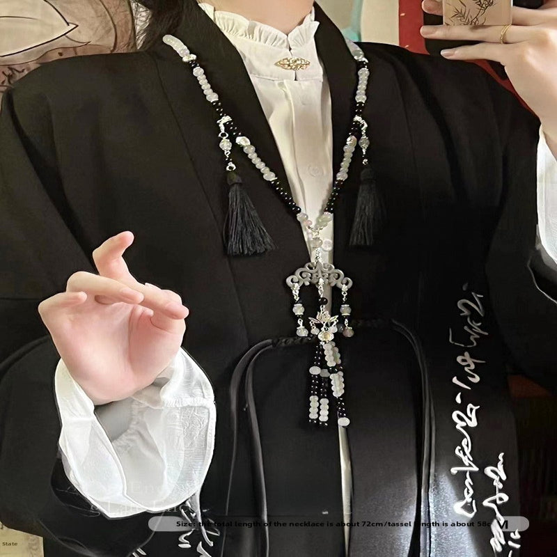 Ancient Style Hanfu Back Cloud Long Tassel Ming Dynasty Necklace New Chinese Style National Style Mamian Skirt Accessories