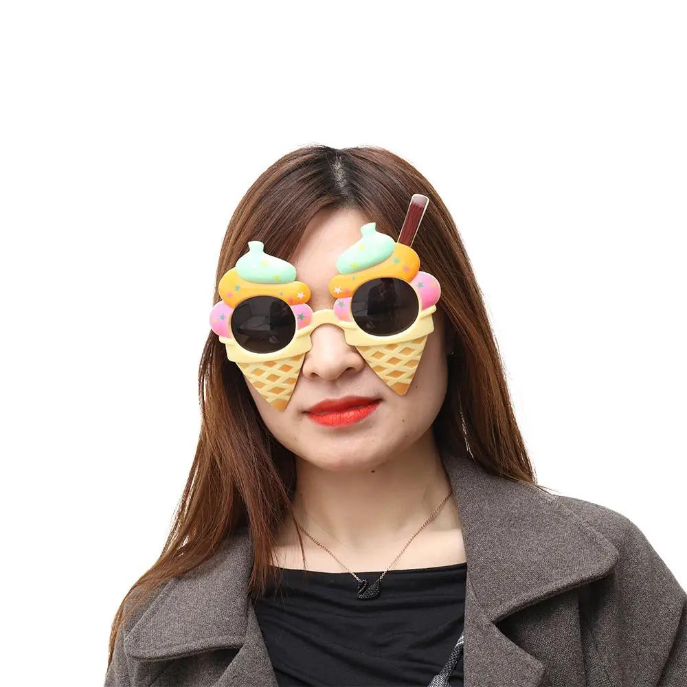 Funny Sunglasses Big Frame Ice Cream Pineapple Sun Glasses Women Holiday Celebration Party Decorative Eyeglasses Selfie Props