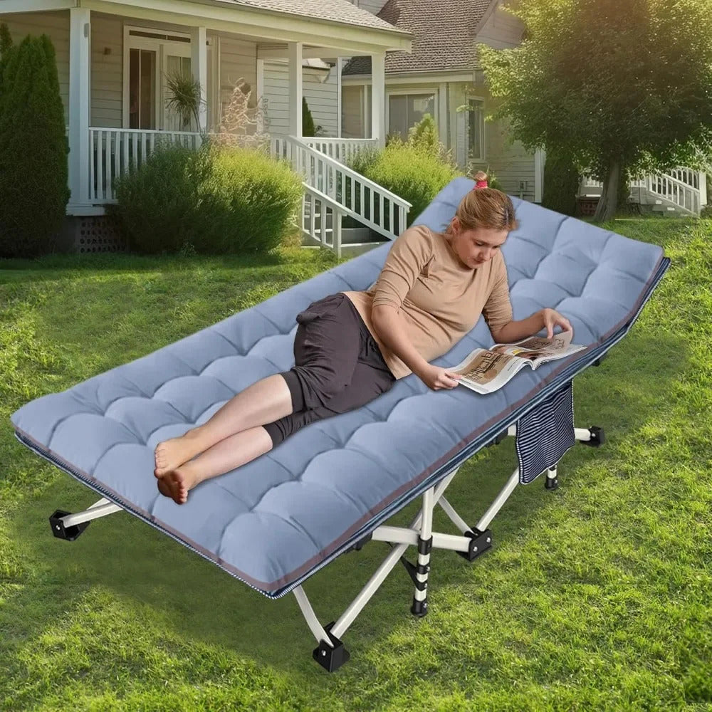 Comfortable Mattress for Adults Extra Wide Cots for Sleeping Folding Cot Camping Bed Heavy Duty with Carry Bag for Home Office