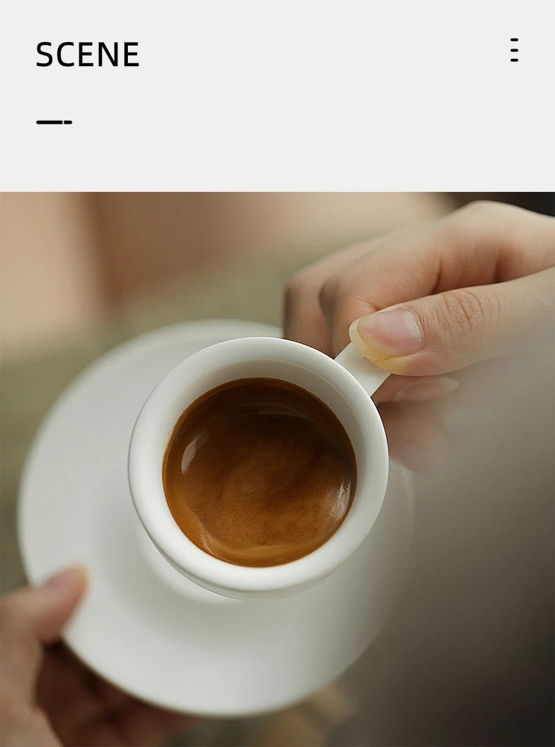 MHW-3BOMBER Espresso Cup with Saucer Set Latte Art Mugs Coffee Mug 80ml Ceramic Espresso Shot Cup Barista Accessories