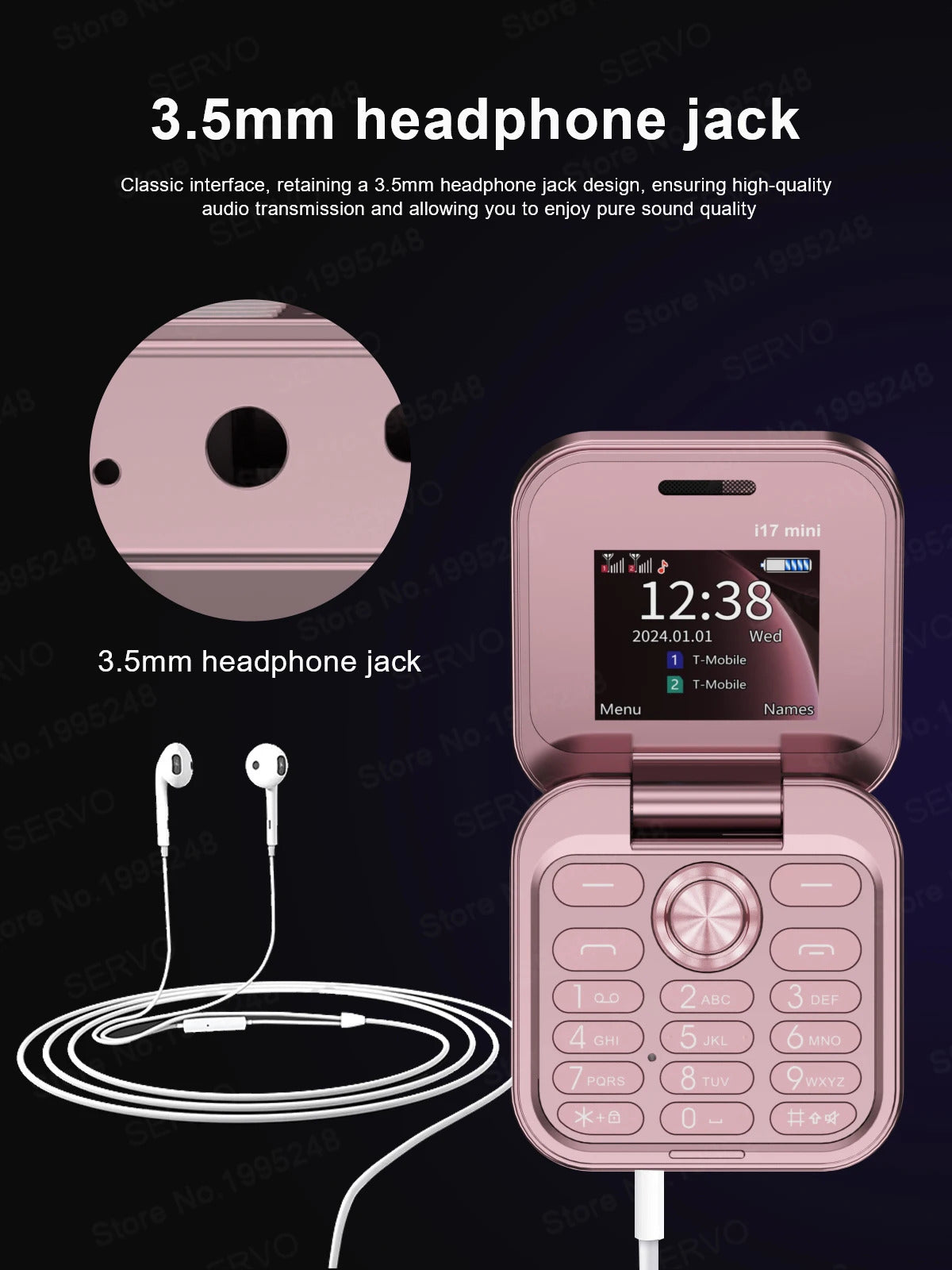 SERVO i17 Mini Dual SIM Card Fold Mobile Phone 2G Network Video Player Flashlight FM Radio Magic Voice Small Box Flip Cellphones