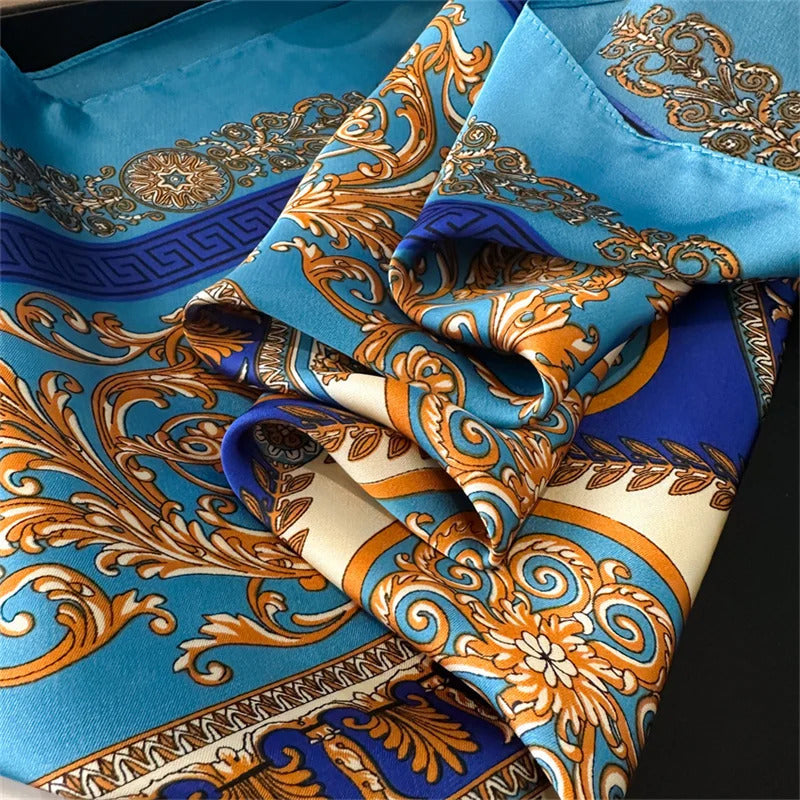 2025 New Fashion 70X70cmPrinted Women's Scarf Pashmina Silk Scarf Square Shawl Decorative Headband Neck Luxury Design Bandana