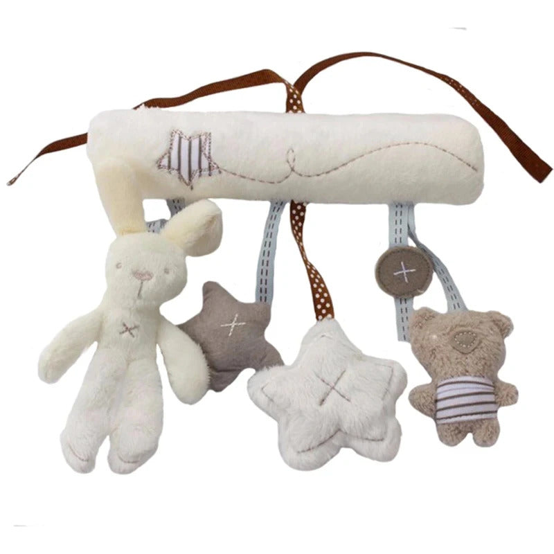 2024 New Hanging Bed Rabbit Baby Hand Bell Safety Seat Plush Toy Multifunctional Plush Toy Stroller Mobile Gifts