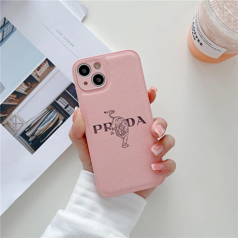 Tiger Leather Soft Case For Iphone 15 14 13 12 11 Pro Max Mini 7 8 Plus X Xs Xr Max Luxury Phone Cover Fashion Anti Drop Funda
