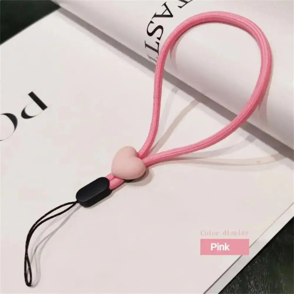 Solid Color Short Love Heart Hanging Rope Adjustable Mobile Phone Phone Strap Colorful Wrist Strap Elastic Mobile Phone Lanyard