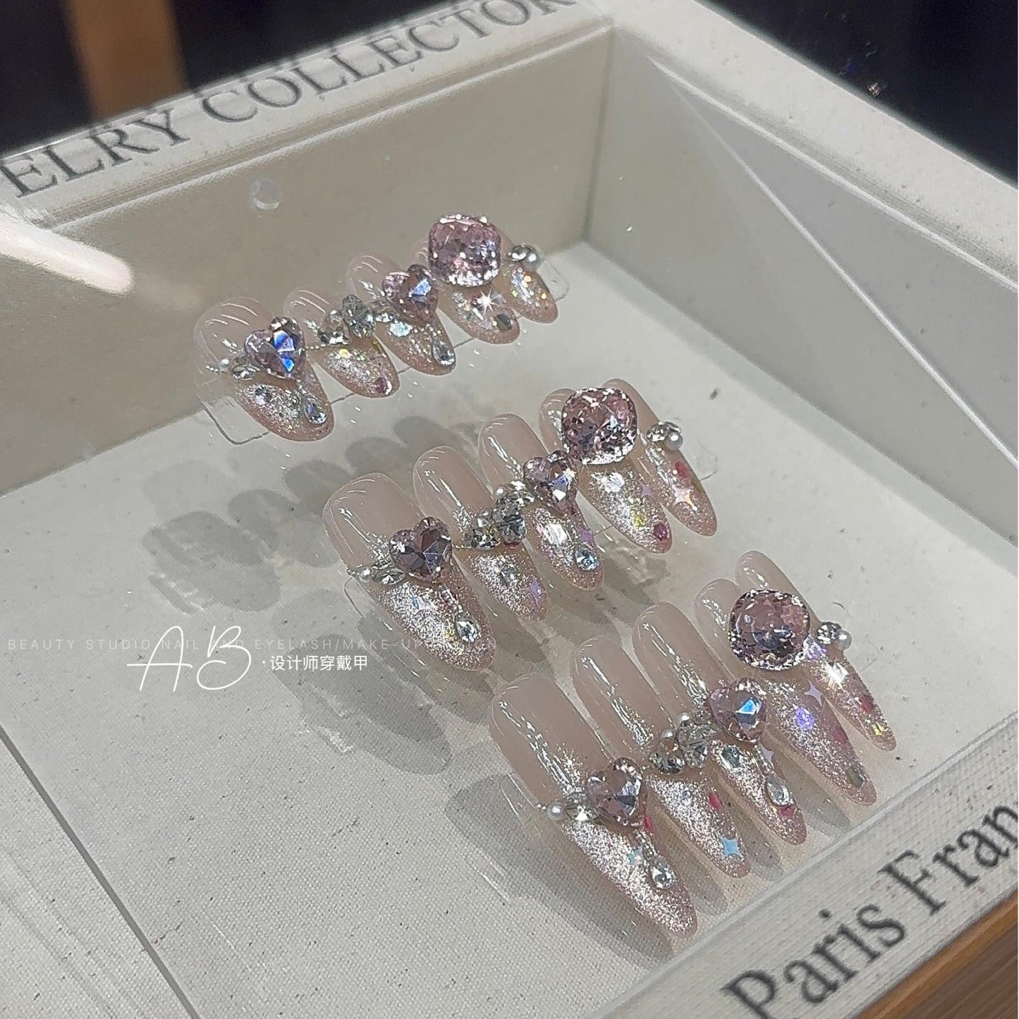 [Melody] Original Style Please Do Not Steal Pictures Pink Cat Eye Advanced French Cat Eye K9 Handmade Wear Armor