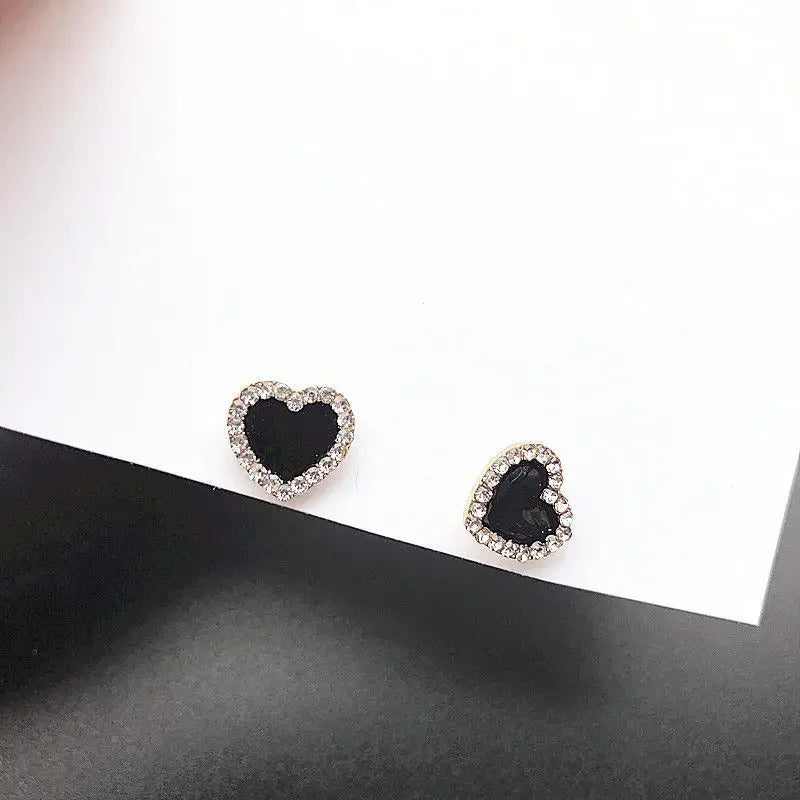 Korean Style Zircon Black Resin Square Ear Studs for Women Elegant Luxury Geometric Earrings 2024 Fashion Trends Jewelry Gifts