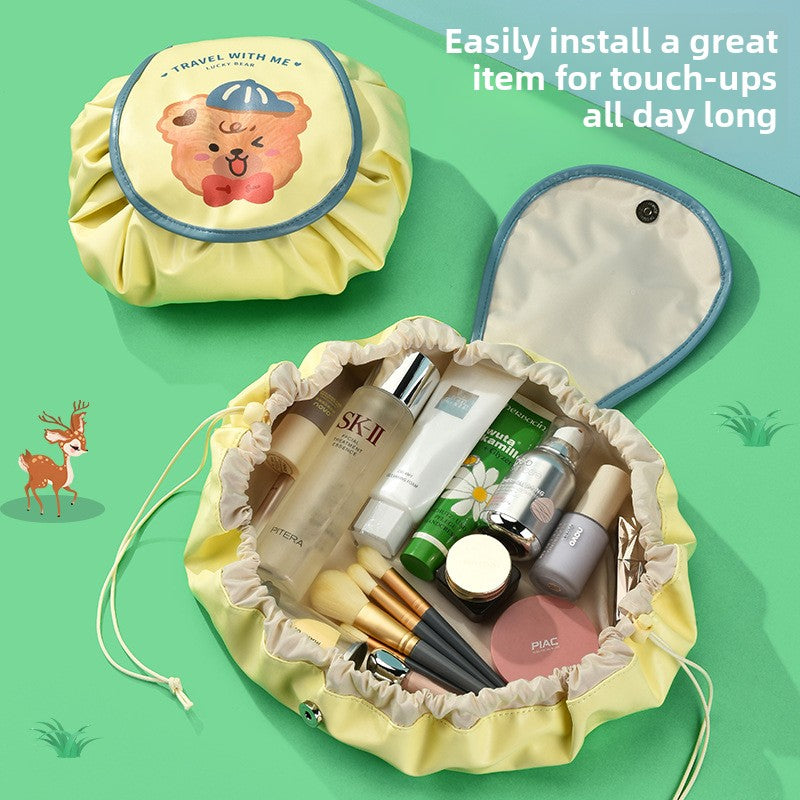 Cute and Lazy Cosmetic Bag Drawstring Bag Large Capacity Portable Cord-Pull Bag Drawstring Skin Care Products Buggy Bag Wash Bag