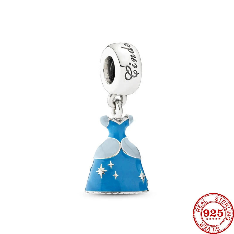 2024 Hot Sale 925 Silver Mermaid Princess Dress Charms DIY Dangle Beads Fit Original Pendant Bracelet Necklace Fashion Jewelry