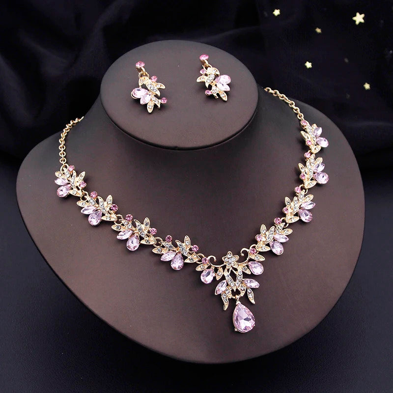 Elegant Butterfly Opal Green Bridal Jewelry Sets for Women Earring Necklace Set Wedding Dress Jewelry Sets 3 Pcs Gifts