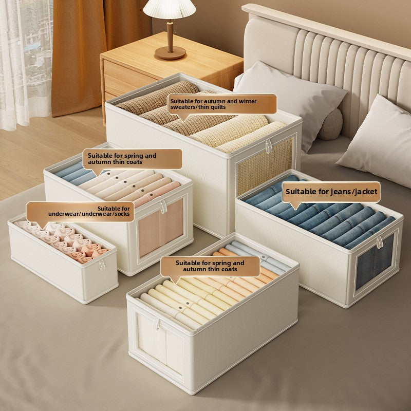 Oxford Cloth Window Bedroom Clothing Storage Box with Lid Household Clothes Dustproof Storage Bin Large Balcony Organizer Box