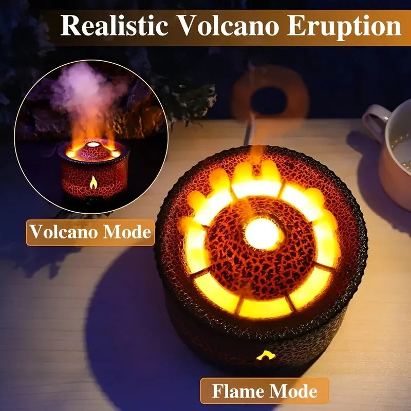 Volcanic Flame Aroma Diffuser With LED Night Light Portable Essential Oil Humidifier  Auto Shut-Off  2 Color Modes For Home