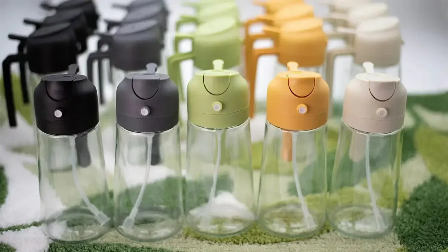 2-in-1 Dark Glass Oil Sprayer Olive Oil Dispenser Black Lightproof Oil Sprayer for Cooking Salads and Barbecues Barbecue Tools