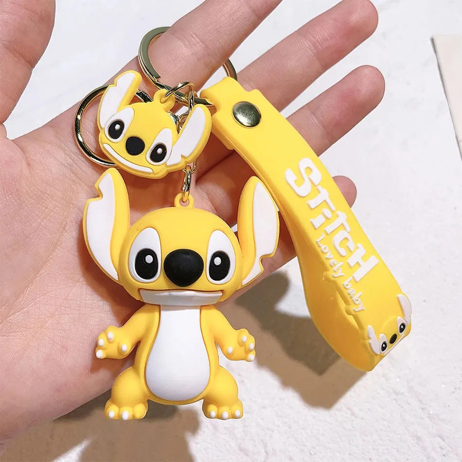 Hot Lilo & Stitch Toys Keychian Anime Stitch Pendant Keychain Sweet Pink Angel Keychians Women Car Keyring Girl Birthday Gift