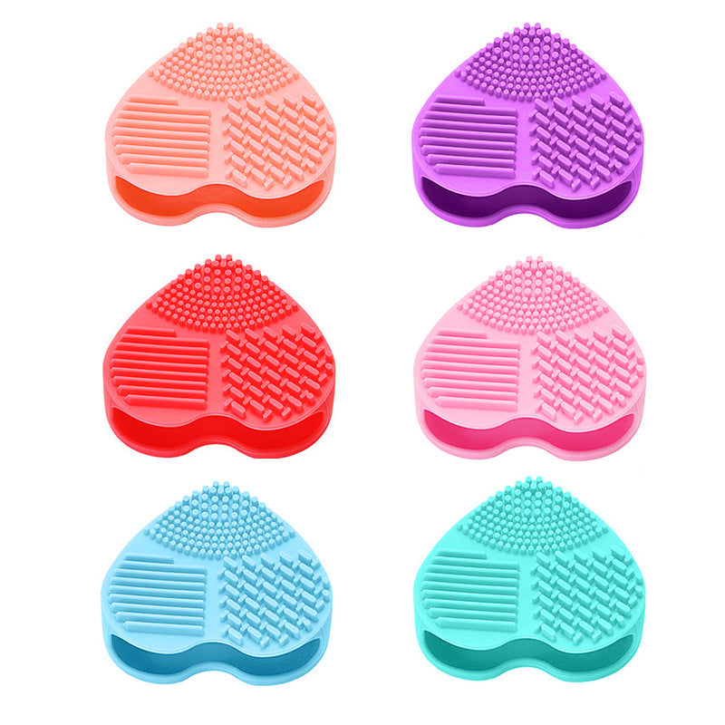 Heart-Shaped Makeup Brush Cleaning Box Multifunctional Makeup Brush Cleaning Tool Pad for Washing Brush Hollow Love Brush Box