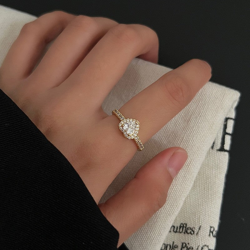 Sand Gold Opening Adjustable Frosted Ring Women's Fashion Sweet Light Luxury Niche Exquisite Ring Ancient Design