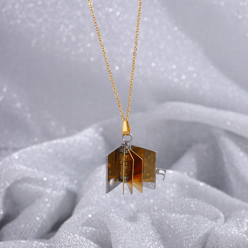 Titanium Steel Women's Love Letter Necklace Openable Pendant Couple New Style Personality Temperament Necklace Clavicle Chain